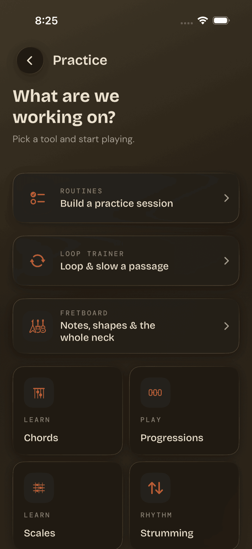 The Metronome tool tile in Practice Hub, shown in the Terra theme