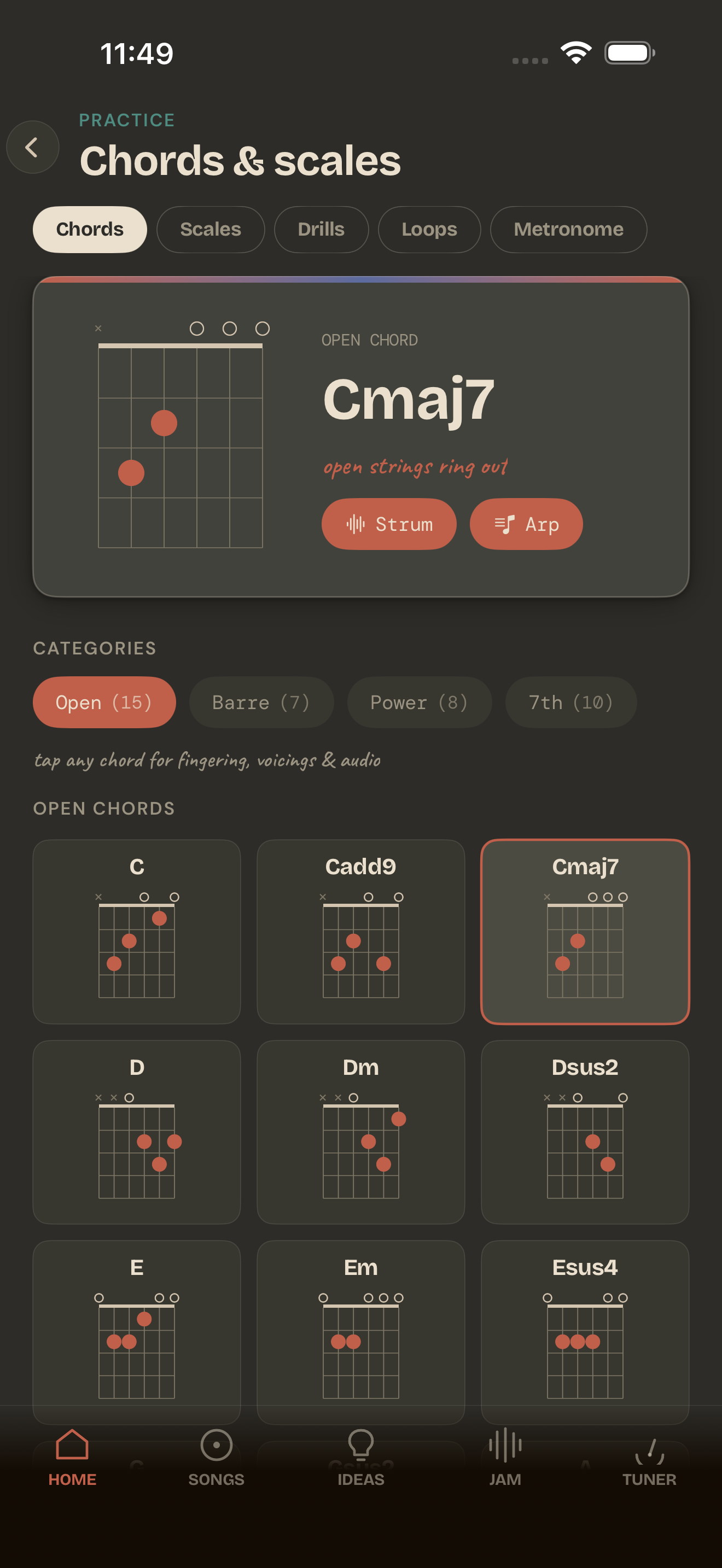 Guitar Buddha practice screen