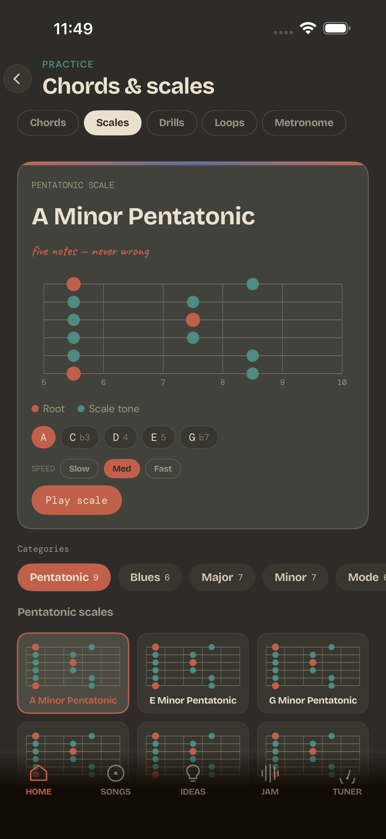 Guitar Buddha practice screen