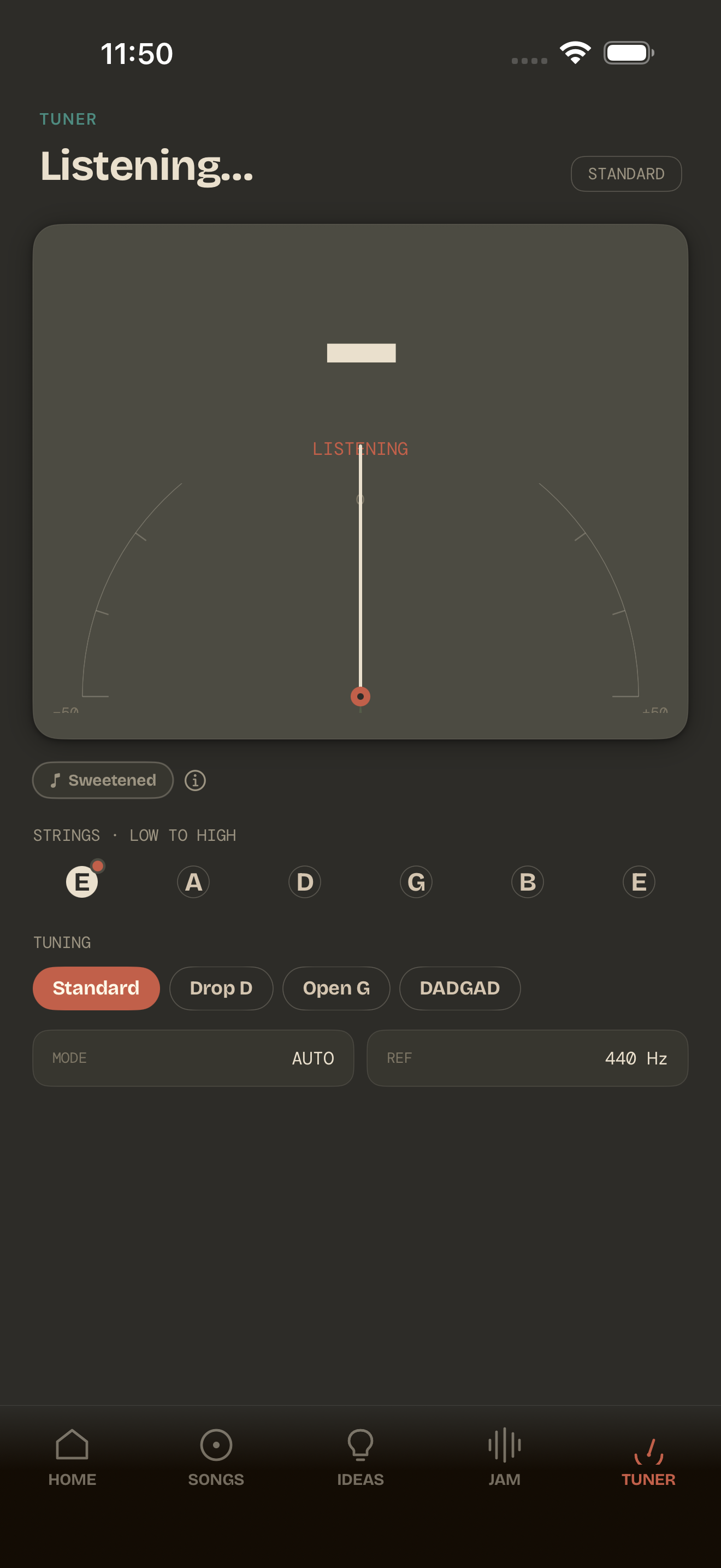 Guitar Buddha tuner screen